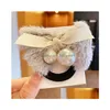 Hair Accessories 2021 Autumn Winter New Women Girls Cute Plush Bow Pearl Scrunchie Sweet Decorate Elastic Band Fashion Drop Delivery P Dhong