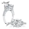 AINUOSHI 925 Sterling Silver 5 Carat Cushion Cut Engagement Ring 3-Stone Ring Simulated Diamond Wedding Silver Ring Jewelry Y200103168