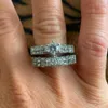 Marka urocza kobieca kryształowy biały okrągły pierścień luksus 925 Srebrny pierścionek zaręczynowy vintage ślubne pierścionki dla kobiet187D
