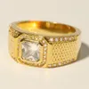 Eheringe Herren 18KRGP Gold 1 5ct Diamant Pave Cz Österreich Kristallstein Ring Verlobungsringe Jungen Größe 7-12 Geschenk2747