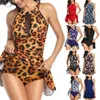 Maillots de bain pour femmes Femmes Sexy Mesh Dos nu une pièce Halter Robe rembourrée Beach Maillot de bain Couleur unie ou style d'impression florale approprié