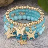 Charmarmband Kymyad Boho smycken Crystal Stone Armband för kvinnor Guldfärg Butterfly Tassel Womens Hand Set 231027