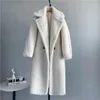 Futra damska sztuczna kurtka zimowa Kobiet Kobiet długi kaszmirowy płaszcz wełniany tkanina gruba ciepła odzież wierzchnia moda moda streetwear misie płaszcze 231026