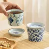 Tazze Tazza da tè giapponese con coperchio Tazza da acqua piccola dipinta a mano intorno al set da cucina