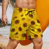 Abbigliamento da palestra Pantaloncini da surf girasole Estate Stampa floreale gialla Sport Surf Beach Pantaloni corti Uomo Comodo Hawaii Taglie forti Nuoto