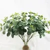 Decorative Flowers 16 Heads Eucalyptus Bouquet Tree Branches Silk Artificial Leaves Home Decoration DIY Flower Arrangment Plant Faux Foliage