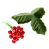 Декоративные цветы 50 шт. Рождественские искусственные стебли красных ягод с 50 шт. зелеными листьями для вечеринки, праздника, украшения дома, сделай сам, гирлянда, венок