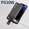 Power Bank 20000Mah Portable Charger 22.5W PD20W Fast Charging PowerBank med kablar Externt batteripaket för iPhone 12 Xiaomi