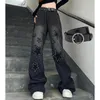 Jeans pour femmes Vintage Femme Harajuku Star Patchwork Femmes Taille Haute Pantalon Casual Y2k Grunge Mode Denim Baggy