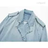 Hoodies Sweatshirts Cropped Denim Jacket Women Chic Lady High Street Frayed Blue Coat Top Female 2023 230810