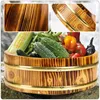 Dinnerware Sets Sushi Bucket Bamboo Containers Mixing Rice Cooking Serving Tray Round Restaurant Large Capacity Wooden Bowl