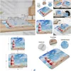 Mats Pads Table Sea Beach Lighthouse Dish Drying Mat For Kitchen Counter Sink Quick Drain Fashion Printed Home Placemat Drop Deliv Dh1Bl