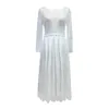 Casual Jurken Elegante Witte Kanten Jurk 2023 Lente Zomer Vrouwen Lange Mouw Fit En Flare Bruiloft Dame Sexy Midi Avond