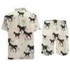 Men's Tracksuits Horse Men Sets Animal Casual Shorts Beach Shirt Set Summer Vintage Design Suit Short-Sleeved Plus Size Clothing