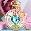 Pocket Watches Luxury Gold Heart-Shaped Gem Quartz Watch With Pendant Accessory Sweater Halsband Kedja Collectible Timepiece Reloj