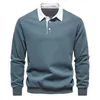 Felpe con cappuccio da uomo Calde magliette da uomo alla moda Autunno Inverno Pullover Felpa con risvolto Bottoni Patchwork Colore Orlo elastico T-shirt con fondo casual