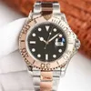 Automatisk klocka med boxpappers superclone heta män klocka blå ring is ut klockor guldklockor för män yachtmaster ii diamant lyx mekanisk armbandsur 44mm a