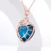 Pendant Necklaces Trendy Crystal Chokers Necklace Rose Gold Color Blue Heart For Women Female Drop Jewelry Wholesale Gift