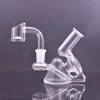 Klein Recycler Glass Bong Hookah Portátil Heady Dab Oil Rig Fumar Tubos de Água Mini Ash Catcher Bongs Grande Bolha com 10mm Quartz Banger Nail Oil Burner Pipe