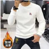 Vinter Men's Long Sleeve Fleece Hoodies Sweatshirts High Embrodery-H Style Frequency European Men's Top T-shirt Round Neck Cotton Warm Bottom Shirt For Man Hi01