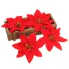 Fiori decorativi 10 pezzi Fiore artificiale di Natale Stella di Natale finta Ornamento di seta rossa con glitter Accessori per la decorazione della casa di nozze