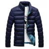 冬のジャケットメン2023ファッションスタンドカラー男性パーカージャケットメンズソリッドシックジャケットとコートマン冬のパーカー