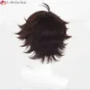 キャットスーツコスチュームアニメハイキュウネコマ高校コスプレウィッグ28cmショートダークブラウンヘアアオバジョーサイトゥアーワトゥルーパーティーウィッグ