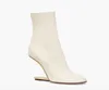 Winter Brand First shoes Women Ankle Boots White Black Nude calf Leather Metal wedge shaped Heels Round Toe gold-colored Booties Lady Booty EU35-43 Box