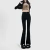 Jeans Femme WCFCX STUDIO Femmes Coréen Street Style Casual Denim Pantalon évasé Vintage Streetwear Taille Haute Slim Harajuku Pantalon
