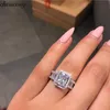 Vecalon Court Promise Ring 925 en argent sterling 3ct 5A Zircon cz bagues de fiançailles de mariage pour les femmes soirée bijoux de fête254s