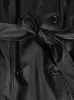 Women's Leather Faux Nerazzurri Spring Autumn Long Waterproof Black Soft Pu Trench Coat for Women Belt Floor Length Luxury Overcoat 231026