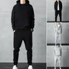 Ensembles de course hommes sweat-shirt pantalons de survêtement vêtements de sport capuche à cordon de serrage ensemble de vêtements de sport manchette côtelée automne hiver sweat à capuche pantalon pour voyage