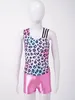 Anelli per ginnastica Ragazze per bambini Senza maniche Stampa leopardata Body da ginnastica con pantaloncini Bambini Abiti da danza classica Tuta Abbigliamento da ballo 231027