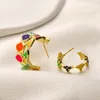 Diseñador Colorido Wmens Pendientes de esmalte Charm Marca Carta Chapado en oro Regalo Pendientes colgantes Aleación Sin desvanecimiento Joyería de alta calidad Pendientes de estilo de lujo