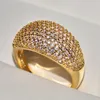 Bague unisexe à la mode pour hommes et femmes, plaqué or blanc jaune véritable 18 carats, anneau cubique glacé CZ, taille 6-10