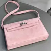 Logo ile Tote Çanta Yeni Moda Buzlu Doku Koltuk altı Kadın Omuz Çantası Yüksek Kaliteli Ağ Kırmızı Moda Bir Omuz Crossbody Çantası Ybkjw