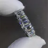 Eternity Full Emerald cut Lab Diamond Ring 925 sterling silver Bijou Engagement Wedding band Rings for Women men Charm Jewelry255A