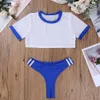 Body de colegiala para mujer, conjunto de lencería Sexy de manga corta, Top corto transparente atractivo y bragas con entrepierna abierta, ropa interior