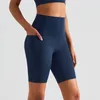 Active Shorts Short Sports Gym Fitness Yoga Feeling Lifting Workout Women High Tights Rise Pockets BuPants Waist Naked Leggings