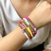 5st Boho Söt regnbåge Emaljpärlor Stretch Armband Färgstark mode Multikolored Tile Mixed Surf Beach Jewets Gift Charm Armel273i