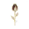 Broschen YYSuniee Elegante vergoldete Rose Brosche Pin für Frauen Blume Perle Corsage Kupfer Schmuck Anzug Kleidung Zubehör