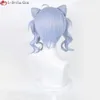 Catsuit Kostüme Vtuber EN7 XSOLEIL Lanza Cosplay 35 cm Kurze Hellblau Lila Zaion Perücken Hitzebeständiges Haar Nijisanjien + Perückenkappe