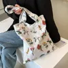 Sacos de compras bordados florais mulheres bolsa de ombro vintage totes moda crossbody casual grande capacidade bolsa balde