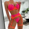 Set sexy Ellolace Lingerie sensuale pizzo push up intimo delicato 3 pezzi set esotici con ferretto Fancy bellissimi kit per la cura della pelle corta 231027