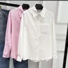 Embossed Pattern Shirts Coats For Women Classic Fashion White Blouses Girl Lady Designers Cardigan Shirt Tops
