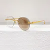 Óculos de sol lente pochromic alta qualidade redonda sem moldura mulheres homens designer moda óculos sol ouro metal quadro