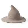 Halloween Witch Hat Men Women Wool Knitting Pointy Big Brim Fisherman Personality Holiday Festive Party Gift 230920