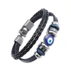 Bracelets de charme Bracelets en cuir véritable pour hommes Vintage Blue Eye Bijoux Bracelet tissé à la main Drop Livraison Bijoux Bracelets Dhvhd