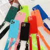 Cell Phone Cases Crossbody Necklace with Lacing Cord Silicone Phone Case Suitable for iPhone 11 12 13 14 Pro Max X XR XS Max 7 8 Plus Mini SE Cover 231026