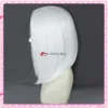 Costumi Catsuit OW Ashe Cosplay Parte laterale corta bianca Parrucche per capelli resistenti al calore da donna diritte + cappuccio per parrucca